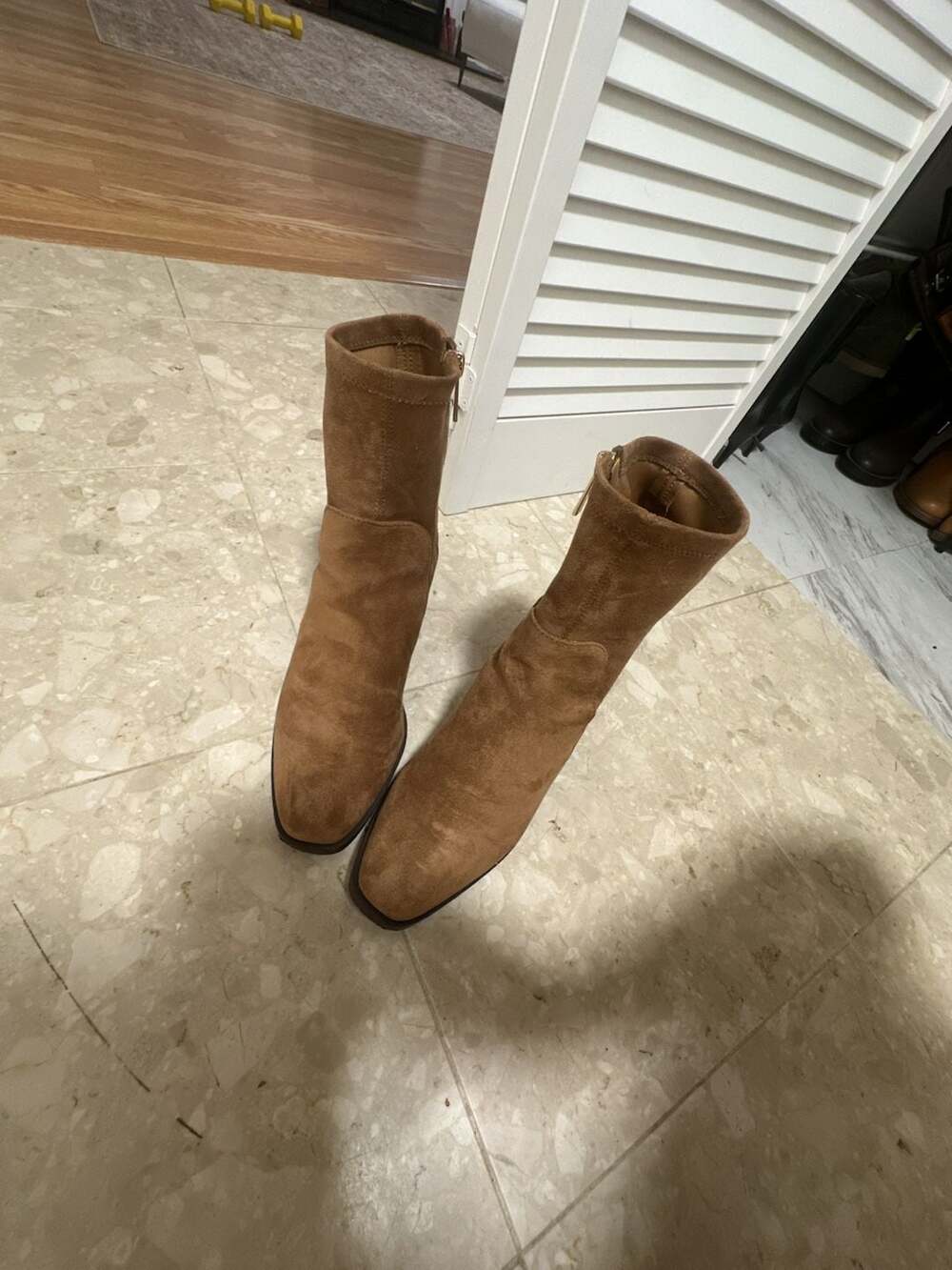 Anne Klein Ankle Boot Size 8.5 Brown Suede Block Heel